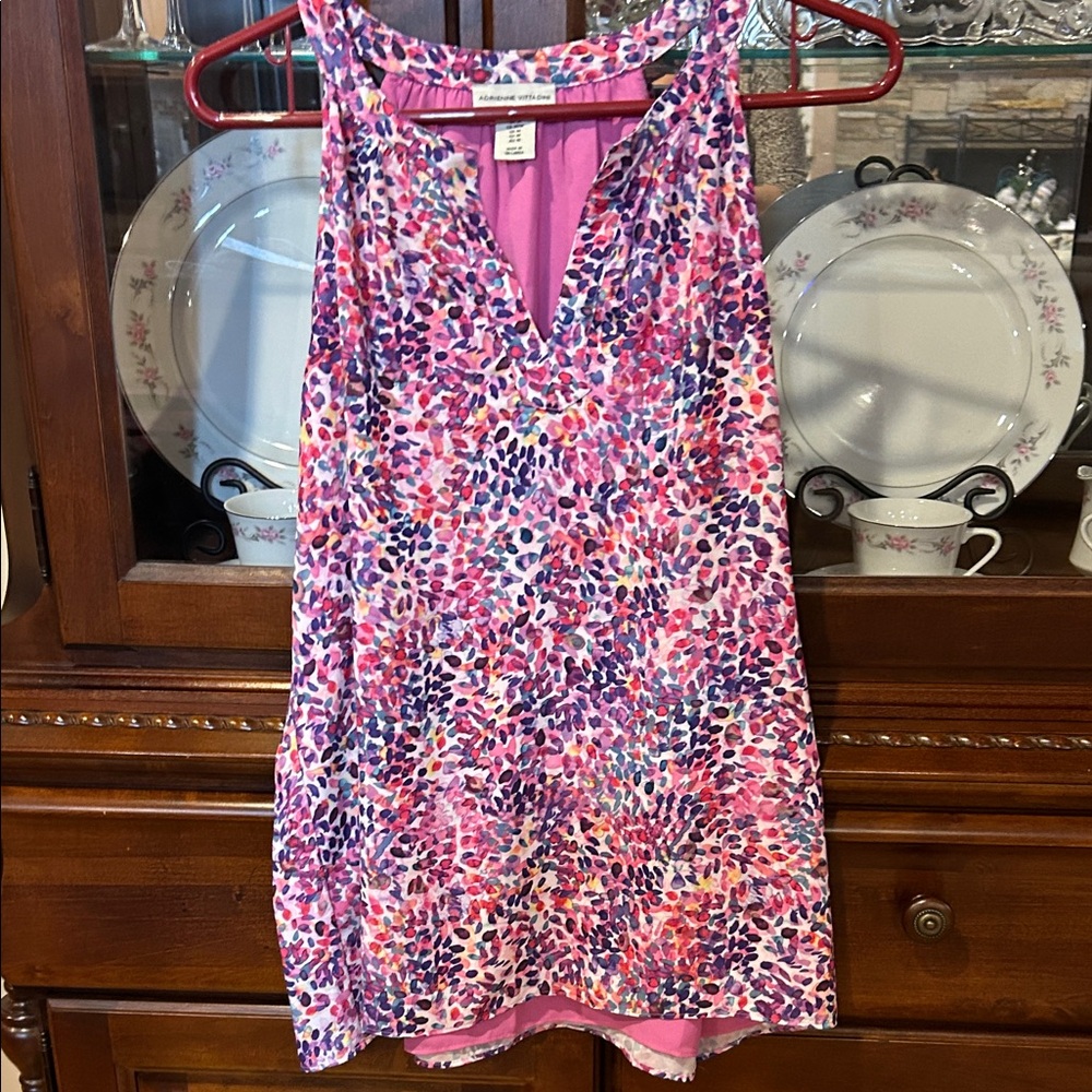 Adrienne Vittadini Pink and Purple Patterned Top